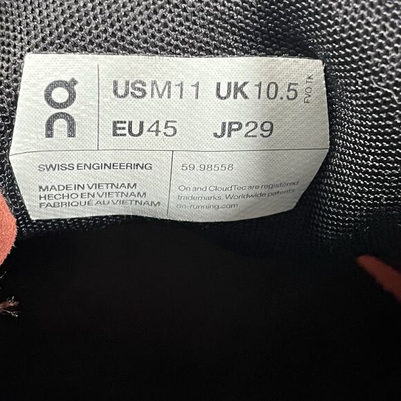 On Running Cloud 5 Rust Red Men’s Size 12 Running Shoe Gyms Sneakers 59.98161 - Picture 6 of 6